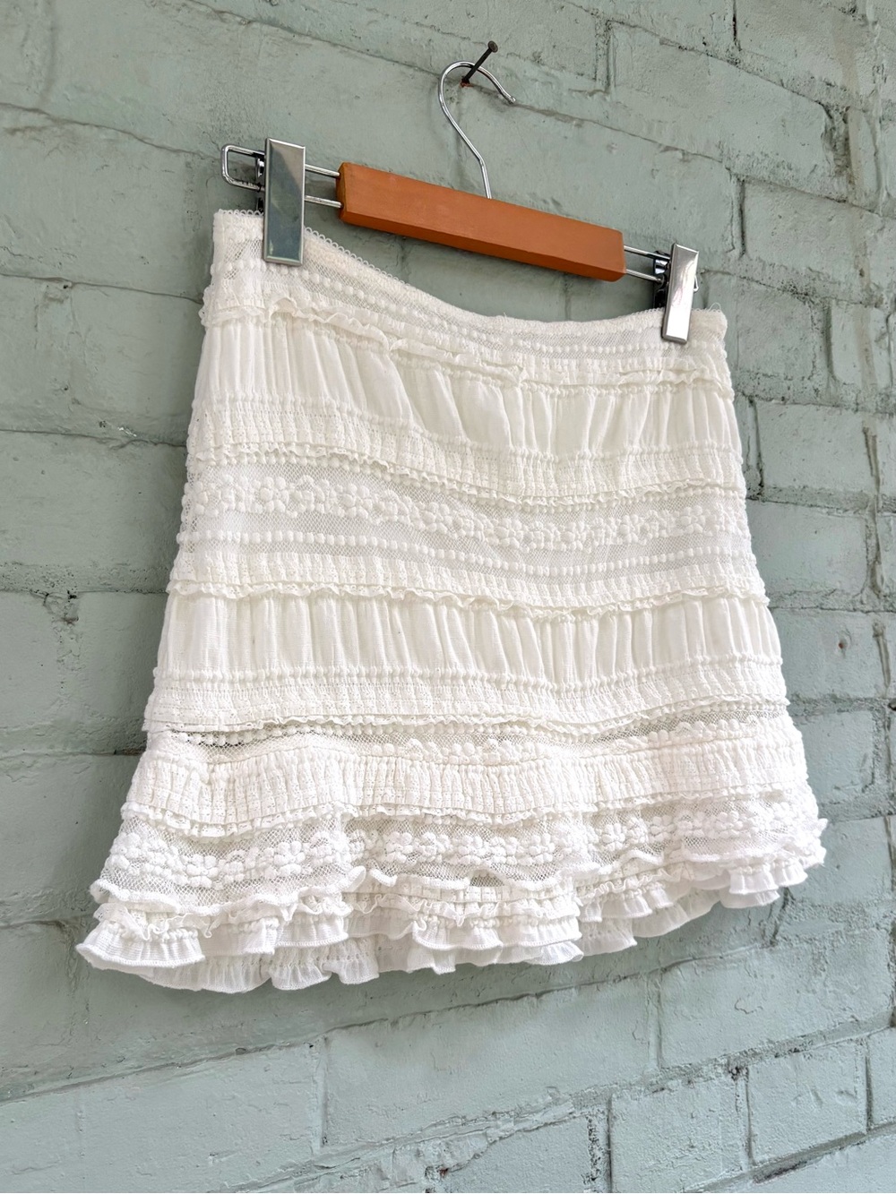 White Ruffled Mini Skirt - Picture 7 of 9